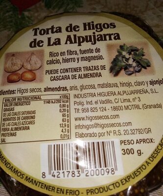 Torta de higos  de la Alpujarra front packaging