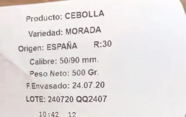 Cebolla morada nutrition facts table