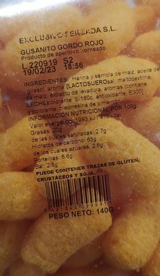 Gusanito gordo rojo front packaging