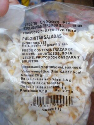 Gusanito gordo rojo nutrition facts table