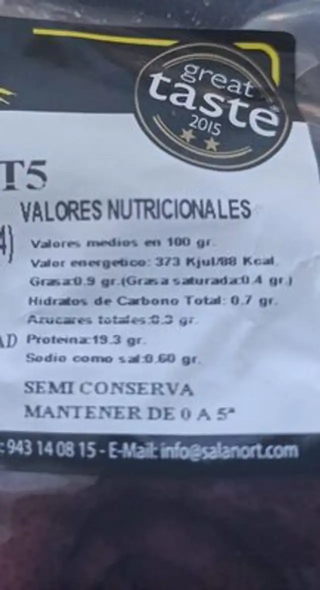 2 patas pulpo 5t nutrition facts table