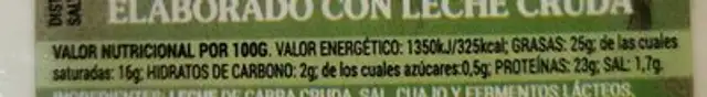 Queso de cabra semicurado nutrition facts table