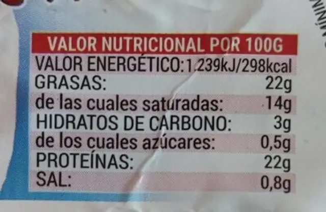 Queso de cabra fresco nutrition facts table