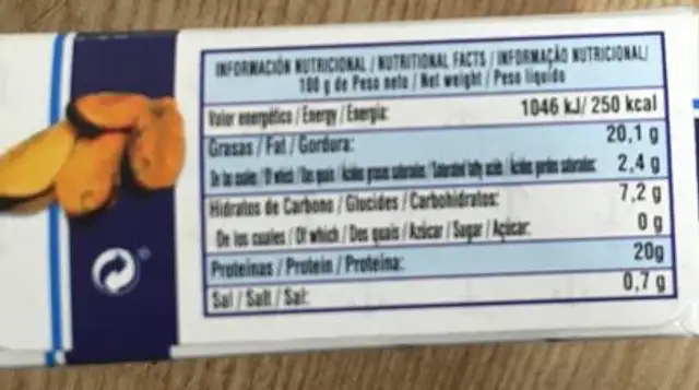 Mejillones en escabeche portonovo nutrition facts table