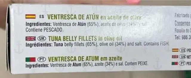 Ventresca de atun nutrition facts table