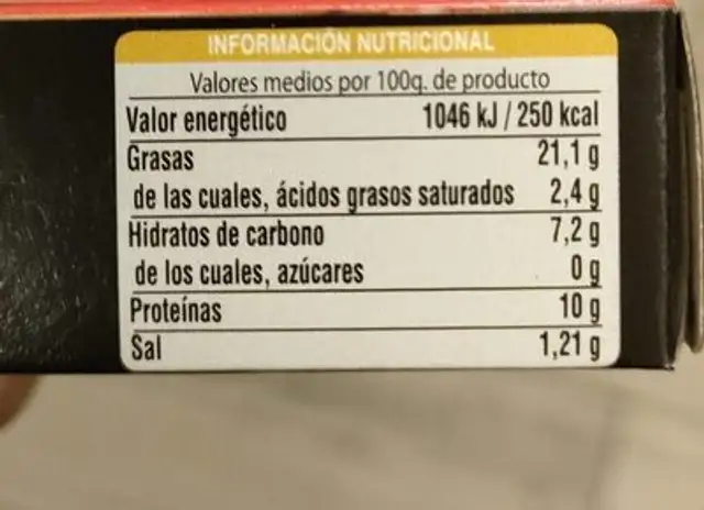 Mejillones en escabeche nutrition facts table