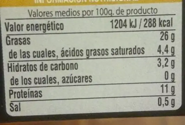 Mejillones en escabeche (aceite de oliva) nutrition facts table