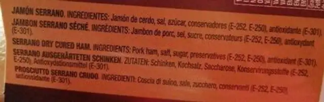 Unknown ingredients label