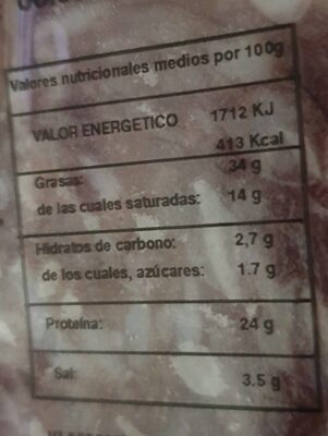 Salchichón iberico nutrition facts table