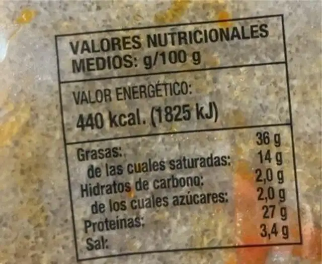 Chorizo ibérico extra nutrition facts table