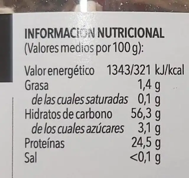 Mezcla de setas nutrition facts table