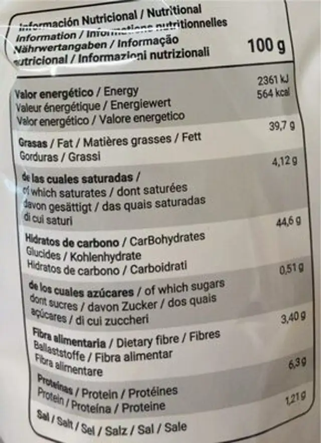Patatas Fritas nutrition facts table
