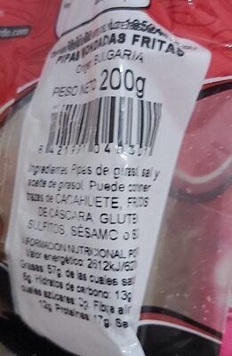 Pipas peladas nutrition facts table