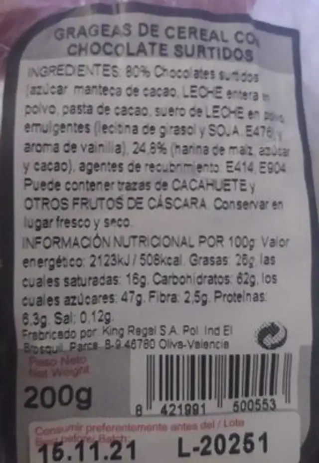 Cereal 3 chocolates nutrition facts table
