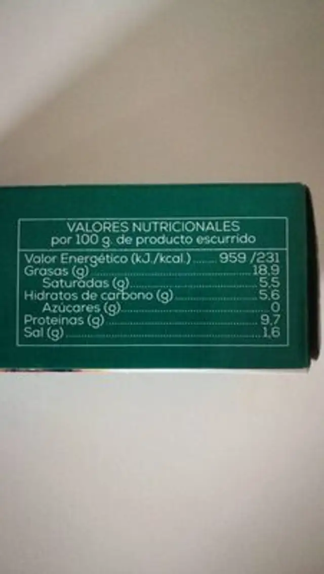 Mejillones en escabeche nutrition facts table