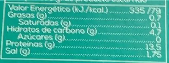 Berberechos al natural nutrition facts table