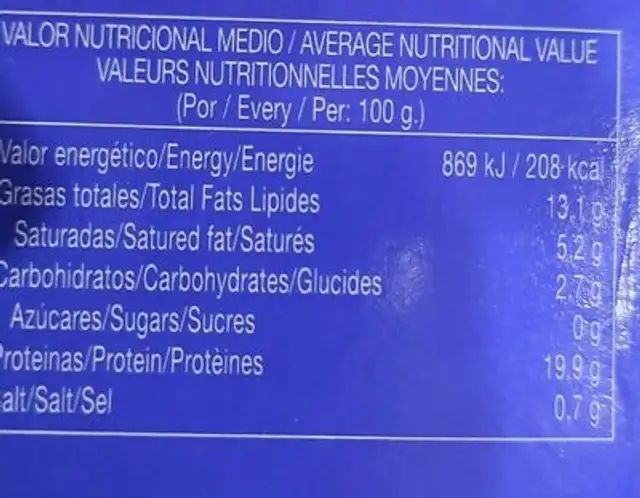 Mejillones en escabeche nutrition facts table
