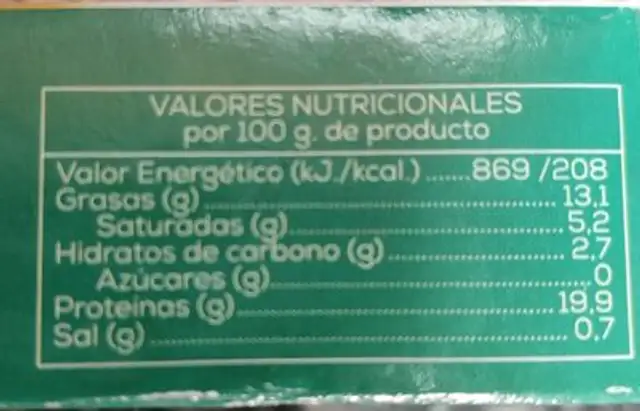 Mejillones en escabeche nutrition facts table