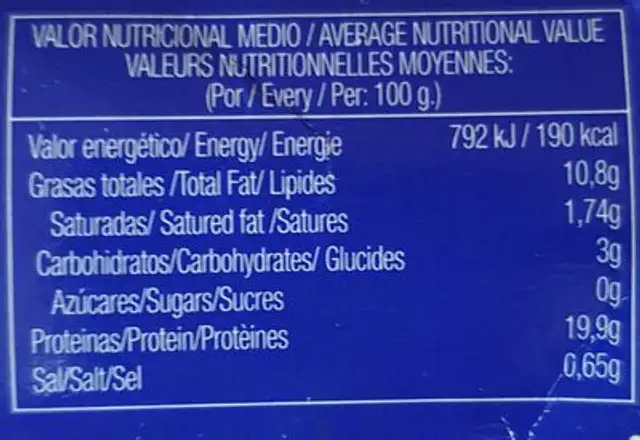 Mejillones en escabeche nutrition facts table