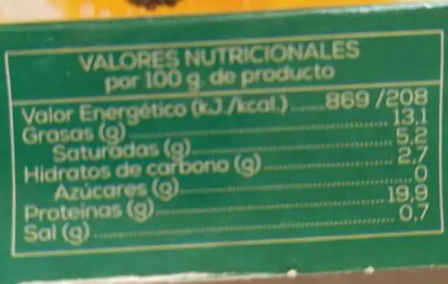 Mejillones en escabeche nutrition facts table