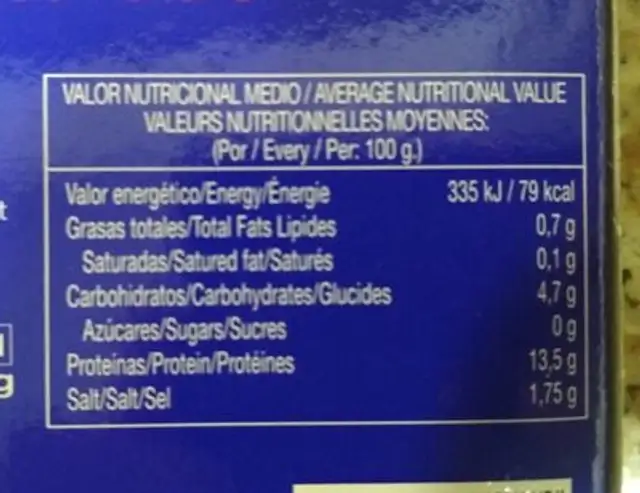 Berberechos al natural nutrition facts table