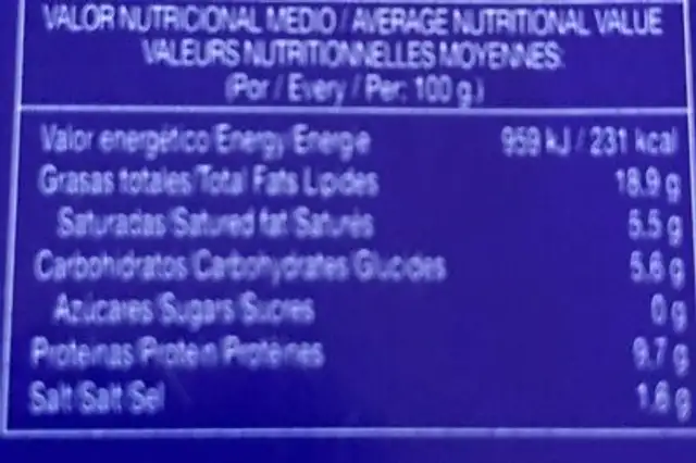 Mejillones en escabeche nutrition facts table