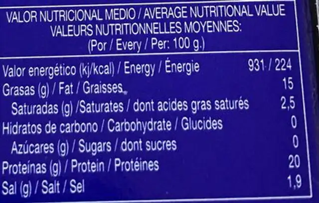 Sardinillas en aceite de girasol nutrition facts table