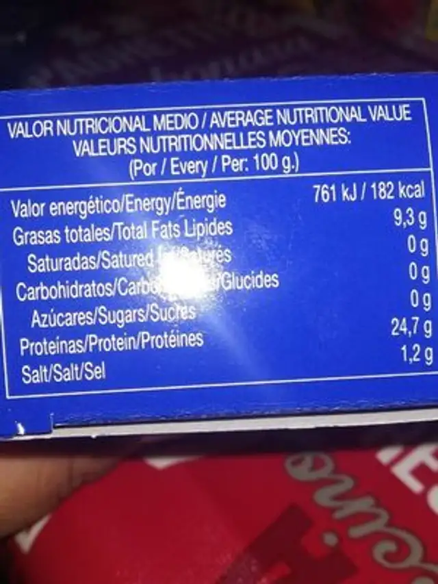 Trozos de caballa nutrition facts table