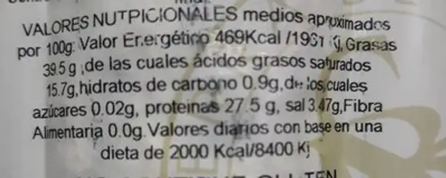 Salchichón ibérico bellota nutrition facts table