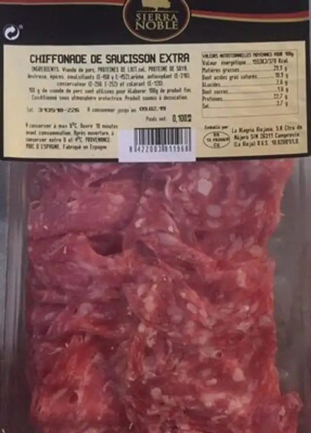 Chiffonade de saucisson extra