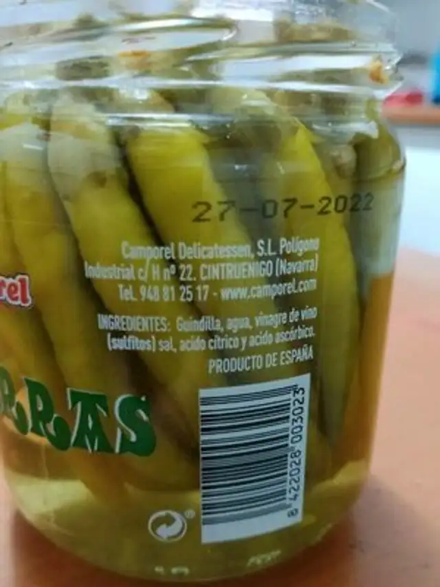Piparras nutrition facts table