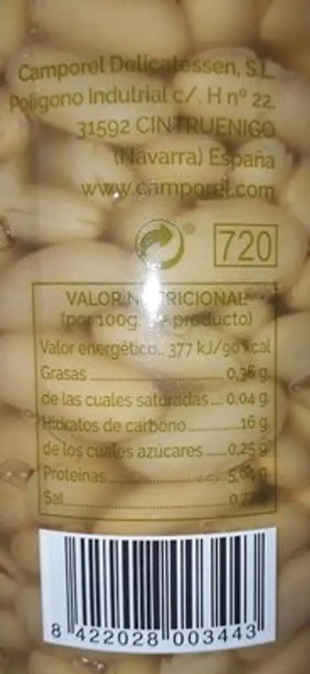 Alubias ecológicas nutrition facts table