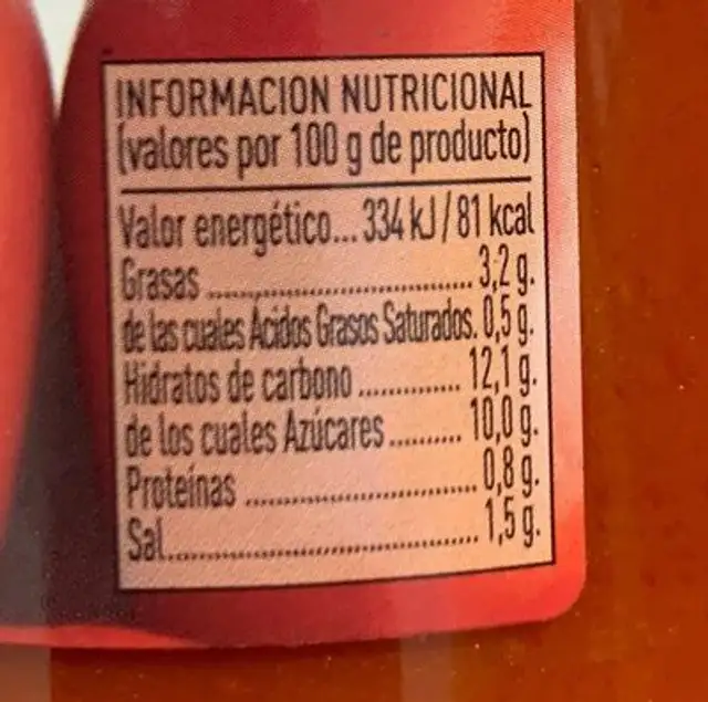 Tomatico tomate frito nutrition facts table
