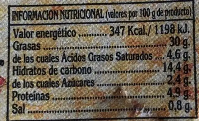 Habitas fritas nutrition facts table
