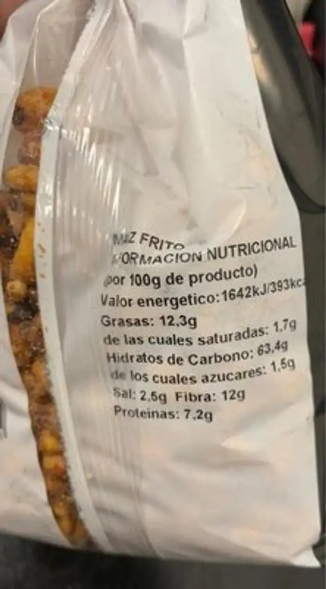 MAIZ FRITO nutrition facts table