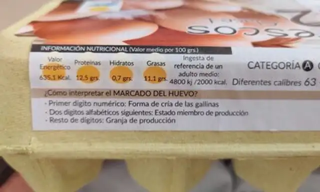 Huevos frescos clase L nutrition facts table
