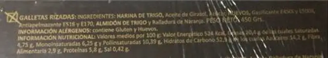 Galletas de horno artesanas Mancha nutrition facts table