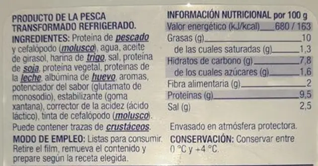 LA GULA DEL NORTE nutrition facts table