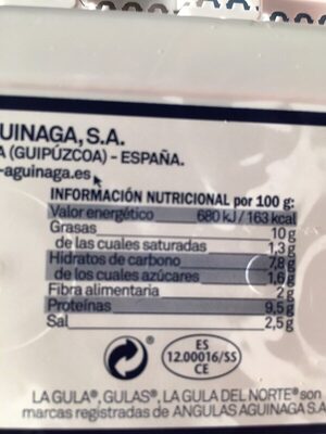 La Gula del Norte nutrition facts table