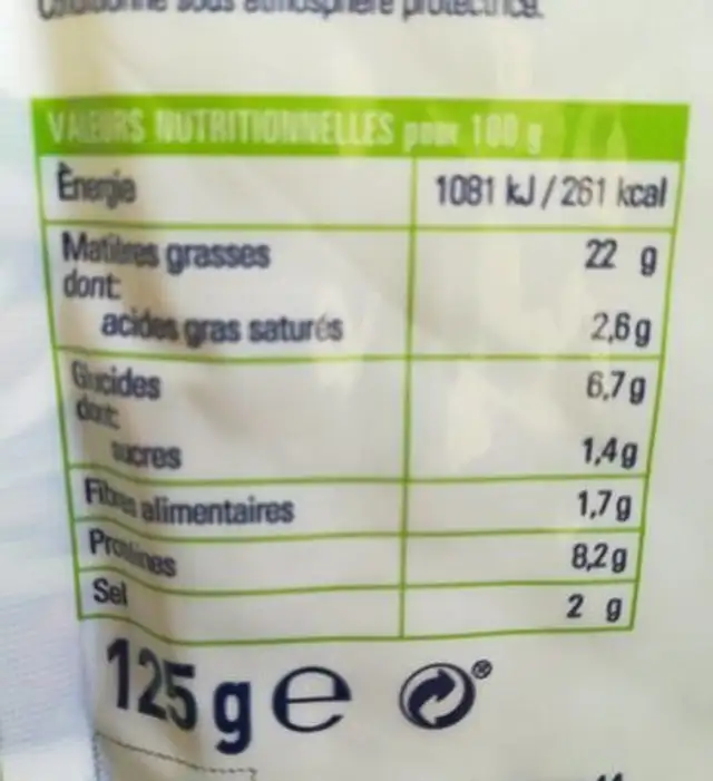 La Gula Del Norte À l'ail nutrition facts table