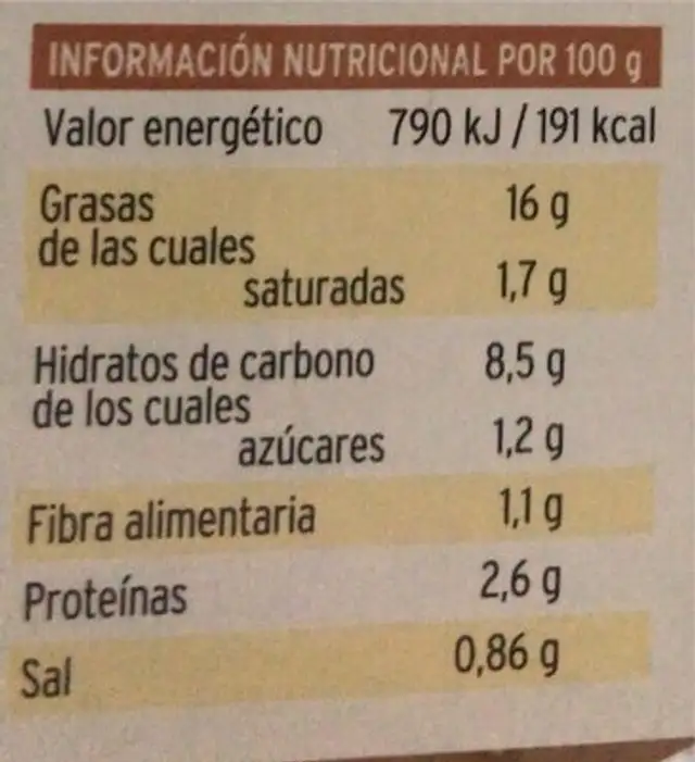 Al minuto nutrition facts table