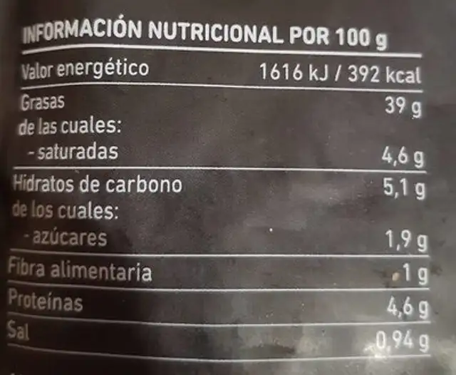 TopIn mix mediterraneo nutrition facts table