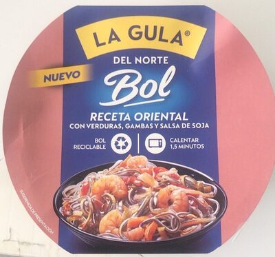 Bol Receta Oriental con Verduras,Gambas y Salsa de Soja