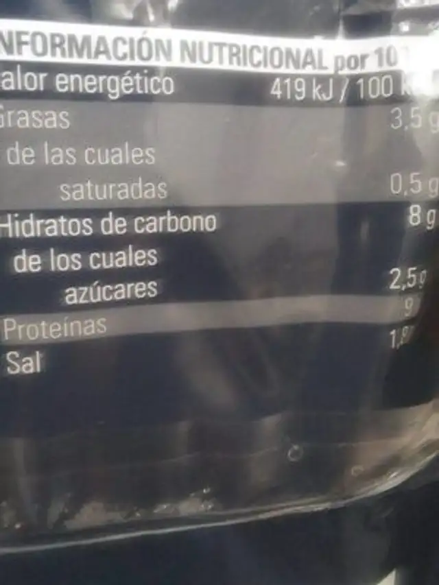 Palisto de mar nutrition facts table