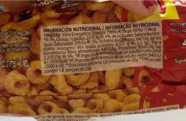 Kaskis nutrition facts table