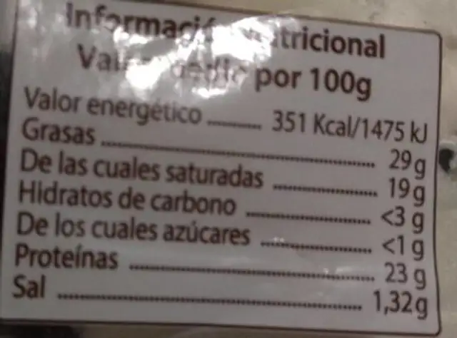 Queso tierno nutrition facts table