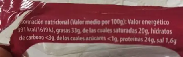Queso de vaca, cabra y oveja nutrition facts table