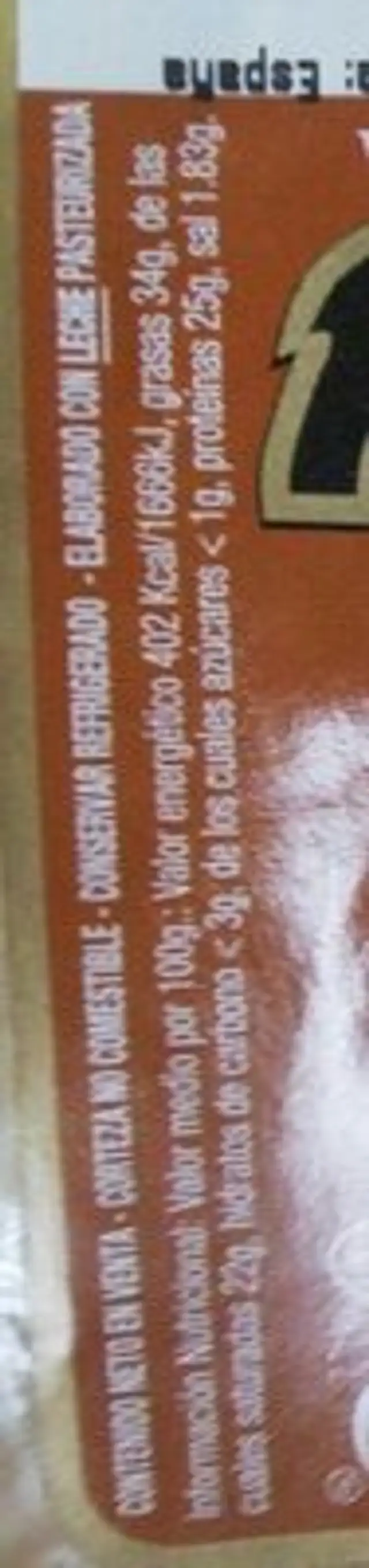 Queso nutrition facts table