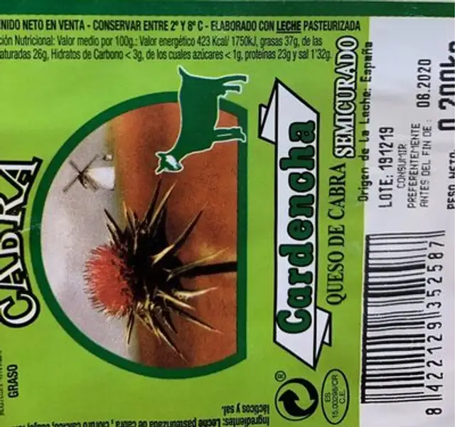 Queso cabra nutrition facts table