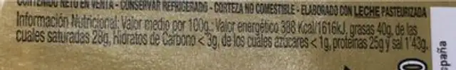 Queso de oveja nutrition facts table